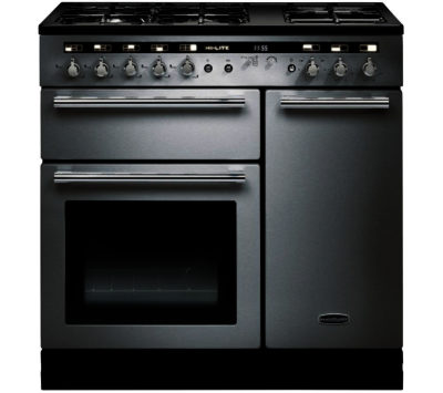 RANGEMASTER  Hi-LITE 90 Dual Fuel Range Cooker - Stainless Steel & Chrome